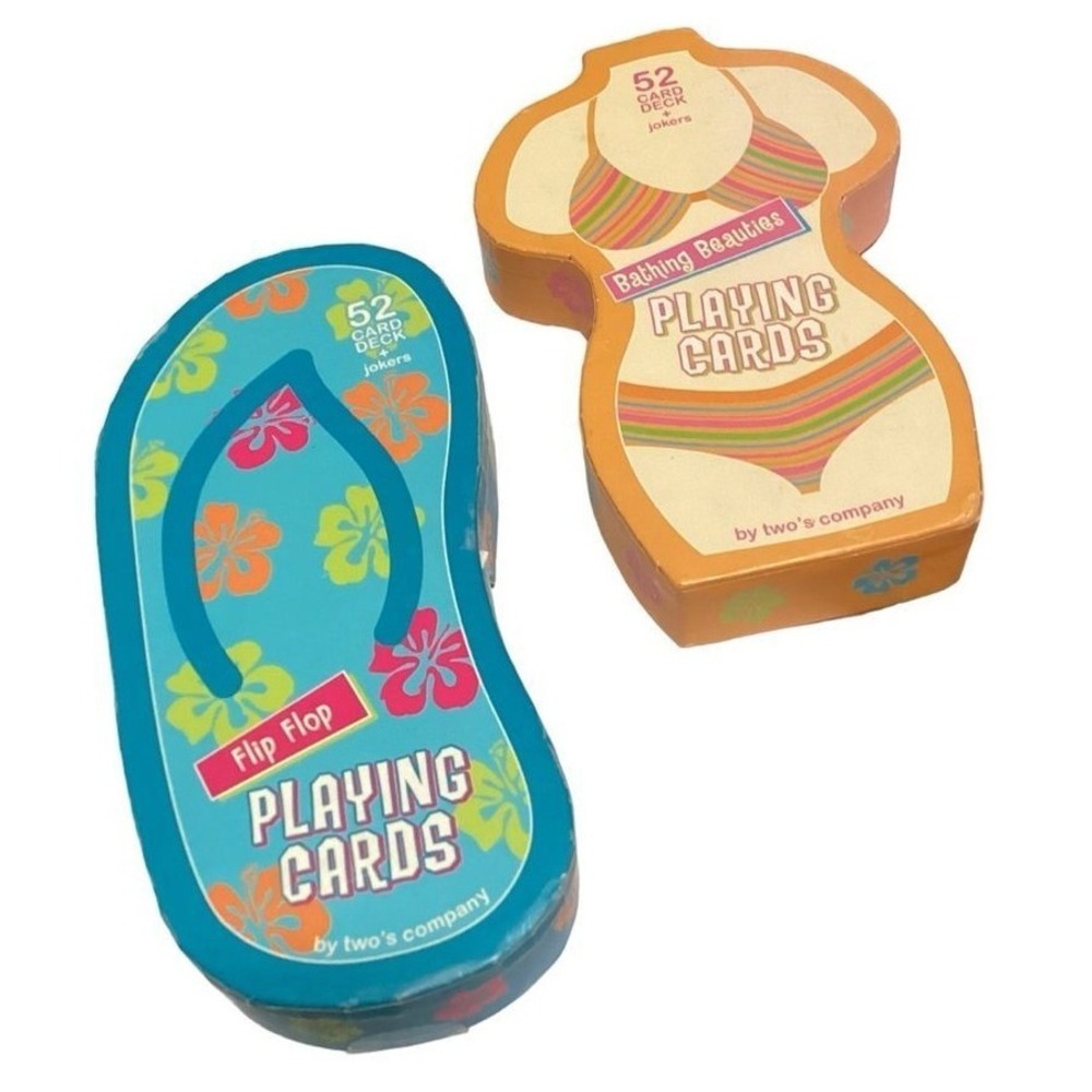 Two's Company Novelty Playing Cards Flip Flop & Bathing Beauties Bundle 2 Decks